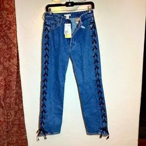 H M Mom Jeans Lace Up Denim
